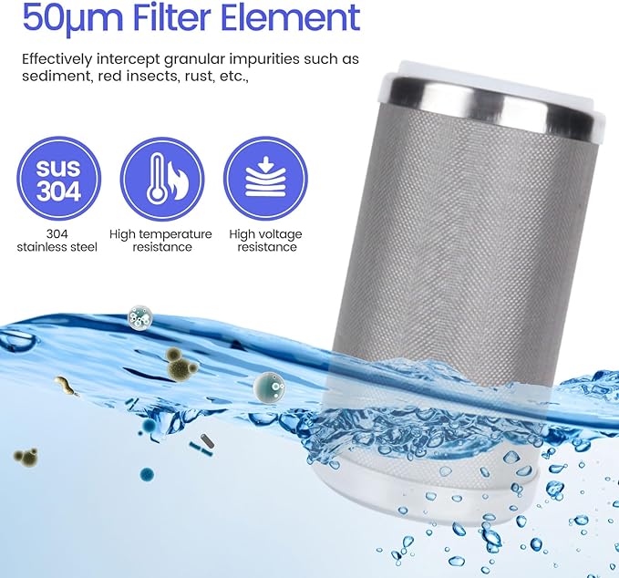 Amwater Stainless Steel Re-Cleanable Wire Mesh Filter Cartridge 5 "Length,2.5 "OD(10 Micron)