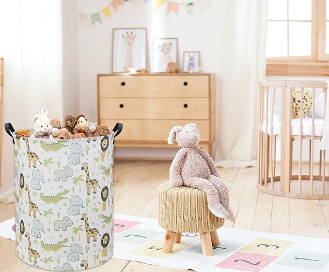 Animal Baby Laundry Basket Baby Hamper Kids Hamper Basket Toy Storage Bin for Boys Room Decor Baby Nursery Hamper Gift Baskets for Bedroom Bathroom(Green Animal)