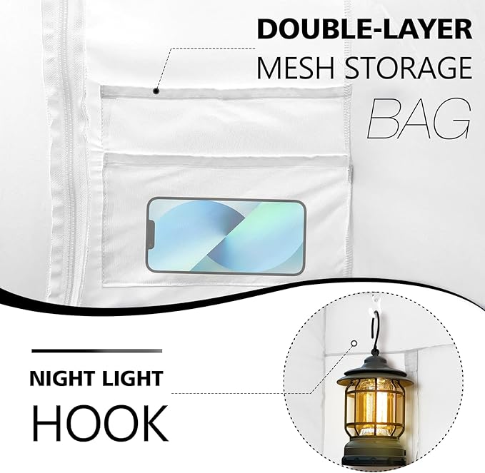 Bed Tent Bed Canopy Queen Size Tents for Adult and Kids- Portable Dream Tent Indoor Sleeping Tents 70% Blackout with 3 Doors Breathable Big Space Tents