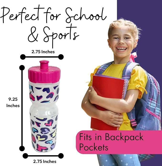 50 Strong Kids Water Bottle | 22 oz. BPA- Free Sports Squeeze Water Bottles with Pull Top Cap |Perfect Water Bottle for School | Reusable & Durable for Boys & Girls | Made in USA