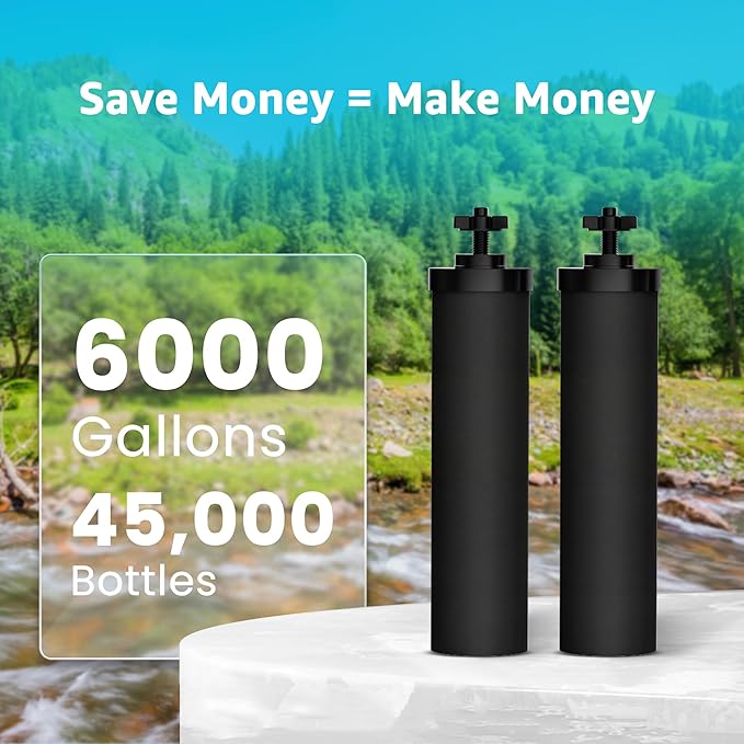 AQUACREST NSF/ANSI 42&372 Standard Water Filter, Replacement for Berkey® Gravity Water Filter System, Berkey® BB9-2® Black Filters & PF-2® Fluoride Filters