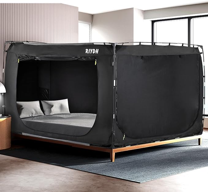 Bed Tent Bed Canopy King Size Tents for Adult and Kids- Portable Dream Tent Indoor Sleeping Tents 70% Blackout with 3 Doors Breathable Big Space Tents