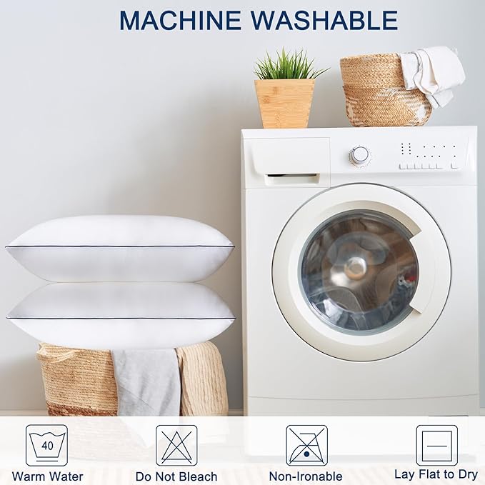 Bed Pillows for Sleeping 2 Pack - Queen Size Pillows - Luxury Plush Soft Supportive Pillows with Home and Hotel - Premium Breathable Microfiber Bed Pillows for Back, Stomach or Side Sleepers