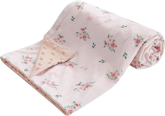 Baby Blanket for Boys Girls Super Soft Blanket,Fluffy Cool Lightweight Baby Receiving Blankets,Double Layer with Dotted Backing for Toddler Nursery (Pink, flower30*40in)