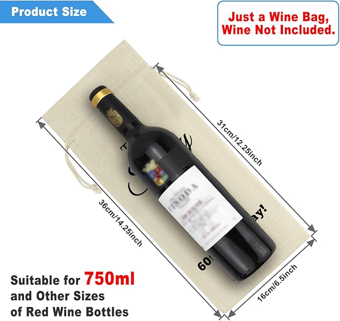 60th Birthday Gift 60th Gifts Wine Bag for Women Men 60 Years Old Birthday Party Decoration Wine Bottle Bag Happy 60th Birthday Gifts for Grandmother Grandpa Wife Husband Aunt Friend Retirement Gift