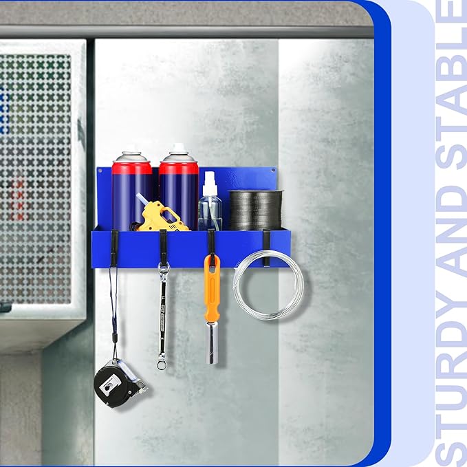 3 Pack Magnet Garage Organizer Magnetic Spice Rack for Refrigerator 20 lb Capacity Shelf Hanging Heavy Duty Magnetic Fridge Side for Organize Garage Tools(Blue)