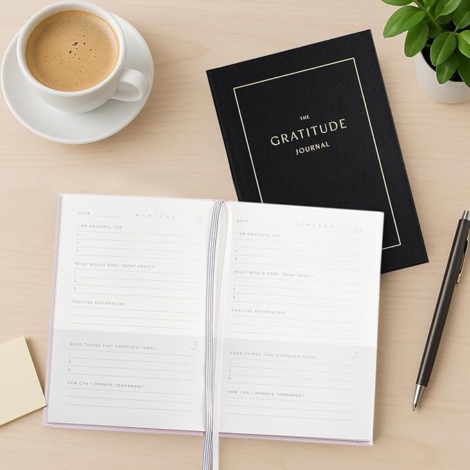 &And Per Se Gratitude Journal – Five Minutes a Day to Cultivate Mindfulness, Happiness, Positive Vibes, Affirmations & Self-Reflection – Undated Daily Gratitude Journal for Women & Men (Black)