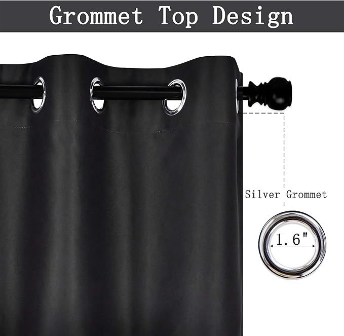 Black Valances Extra Wide for Windows for Kitchen Blackout Thermal Insulated Curtain Valance for Bathroom/Office Short Straight Drape Valance for Bedroom Kids Room 70W x18L 1 Panel