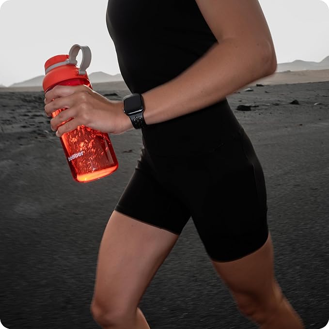 BOBBER 30 oz Tritan Water Bottle with Carry Loop & Fruit Holder, Premium Quality — BPA Free, Dishwasher Safe & Leak Proof, Reusable Wide Mouth Plastic Water Bottle — Large, Refillable, Light (Red)