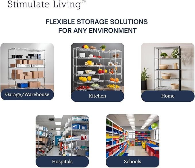 60"x18"x72" Prime Heavy Duty Chrome 4-Tier Wire Shelving NSF 3200 LBS MAX Capacity Storage Rack for Commercial, Hospital, School, Garage, and Kitchen Uses (with Wheels)