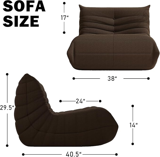 Bean Bag Chair, Memory Foam Bean Bag Sofa Large Bean Bag Chair for Adults, Bean Bag Chairs for Teens with High Density Comfortable Foam, Bean Bag for Living Room, Bedroom (Coffee)