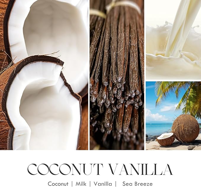 AOOVOO Coconut Vanilla Candles - 9 oz Scented Candles, Aromatherapy Candle, Soy Candle for Home Scented