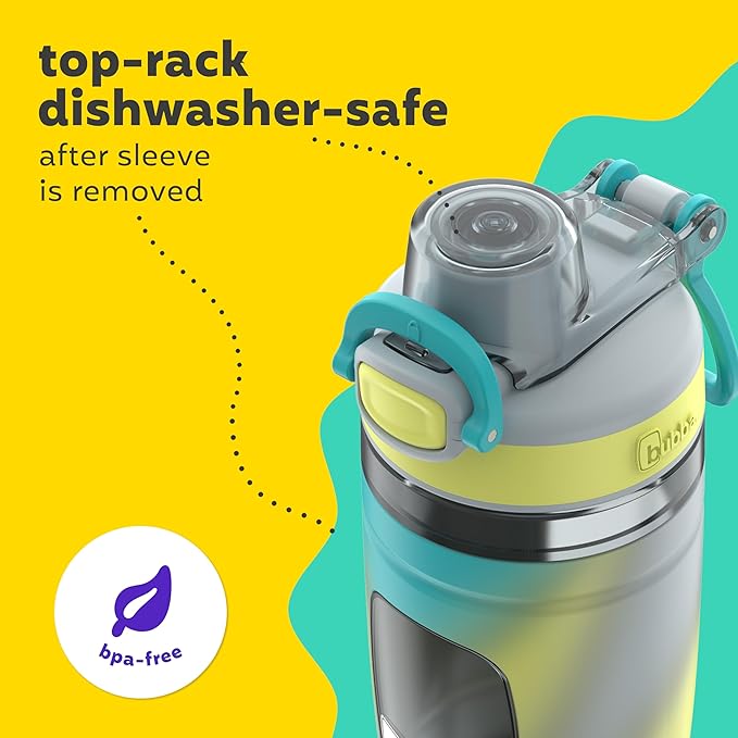 Bubba Kids Flo Silicone Sleeve and Wide Mouth, 16oz, 2-Pack Water Bottle, Medium, Light Stone; Light Stone Tie Dye