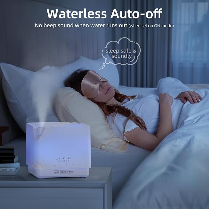 ASAKUKI Essential Oil Diffuser, Multifunctional Ultrasonic Aromatherapy Fragrant Oil Vaporizer Humidifier with Timer, Auto-Off Safety Switch, and 7 LED Light Colors, 700 ml (White)