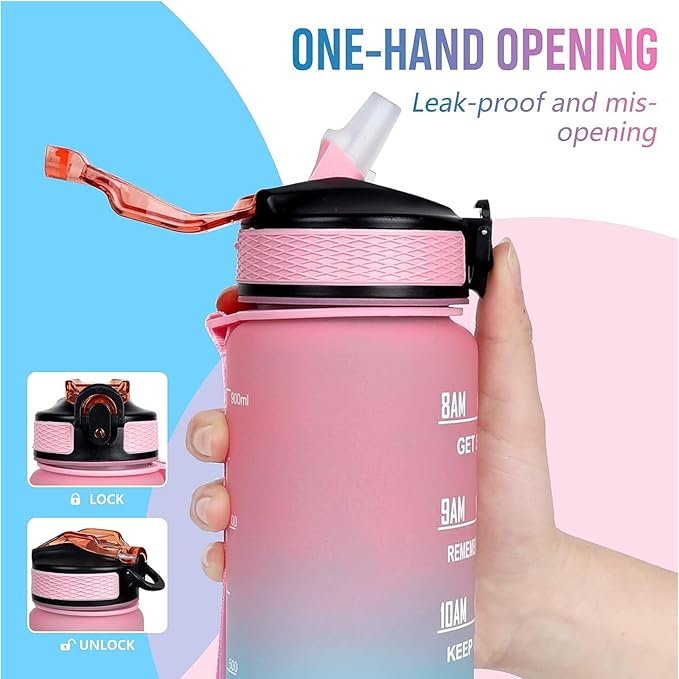 Beagle Dog 32 oz Water Bottle with Times Marker to Drink and Straw, Carrying Strap, Leakproof Tritan BPA-Free, Ensure You Drink Enough Water for Fitness, Gym, Camping, Outdoor Sports