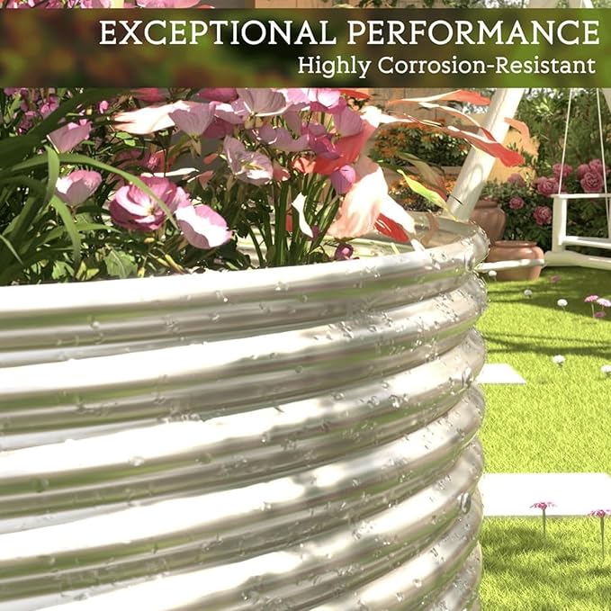 2 Pack 8x4FT Tall Galvanized Raised Garden Bed Outdoor,Metal Garden Bed for Vegetables,Steel Raised Beds for Gardening,Above Ground Garden Box for Flower-3L0