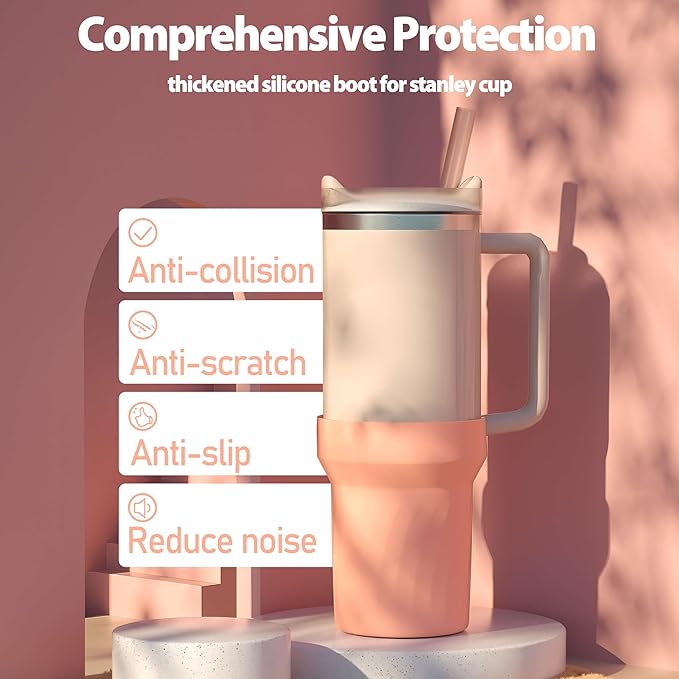 40oz Cup Accessories, Silicone Boot for 40oz Tumbler, Bottom Protector Cup Boot, Water Bottle Holder（Silicone Pink）