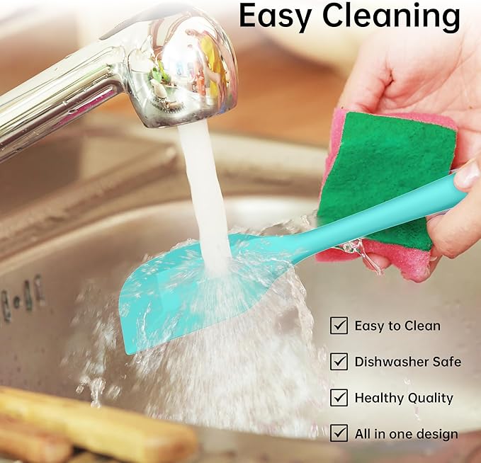 Barsone 5-Piece Silicone Spatula Set（ Heat Resistant 446°F Food Grade BPA Free, Nonstick Cookware Safe Dishwasher Safe Kitchen Tools for Baking, Cooking, Stirring, Blue）