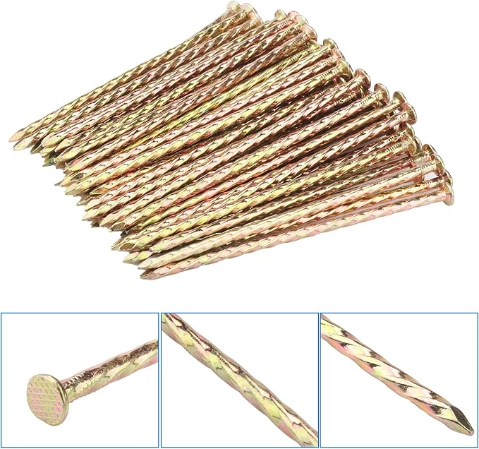 100 PCS 6 Inch Spiral Metal Galvanized Landscape Spikes, Galvanized Non-Rust Metal Garden Stakes, Garden Nails for Artificial Turf, Weed Barrier, Tent, Carpentry and More, by GENHAKON.