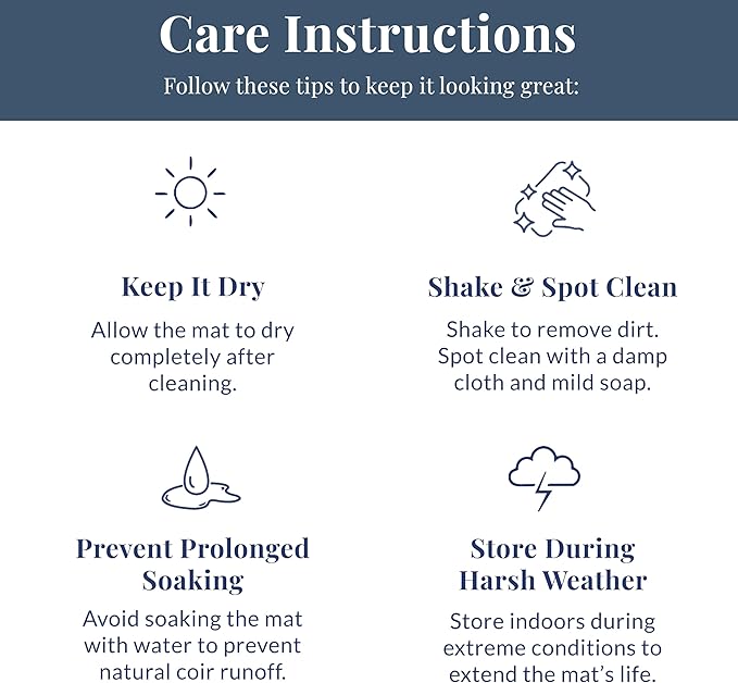 Barnyard Designs Natural Coco Coir Heavy Duty Backing Doormat - Large Cute Non-Slip Front Door Welcome Mat for Outside Entrance or Porch Entry, Brown (17x30, Chaos)