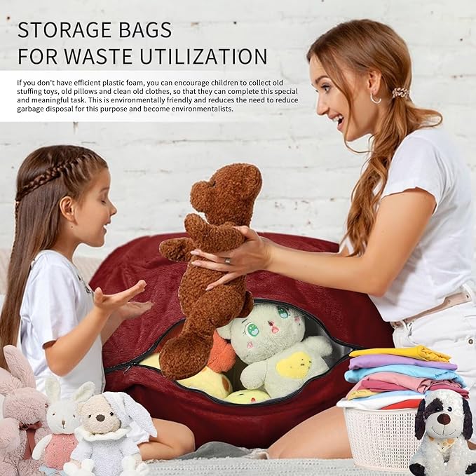 Bean Bag Chair for Adults 4FT,Soft Removable Cover for Teens/Girls Bedroom,Fluffy Giant Round Floor Beanbag Lounger Chairs (No Filler,Claret)