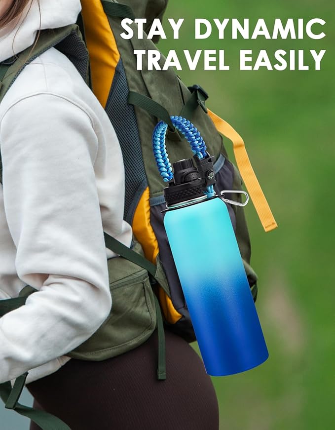 40oz 64oz Insulated Water Bottle 40 oz - Cold for 48H, Metal Water Bottle Flask with Straw Lid & Auto Spout Cap, Triple-Wall Wide Mouth Hydro Tumbler Jug for Sports Gym Work Man