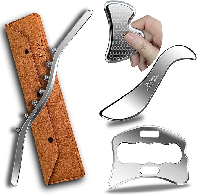 BYYDDIY Muscle Scraper Stick Set with Steel Balls for Lymphatic Drainage, Gua Sha Scraping Massage Tool, Release Myofascial Trigger Points for Physical Therapy (Mz-SBD2)