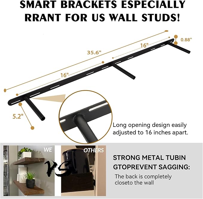 BGMG Floating Shelves for Wall 48 inch Long,Rustic Solid Wooden Deep Wall Shelves for Bathroom Living Room Bedroom Kitchen Farmhouse Set of 2-48x6.7x1.25 inch- White