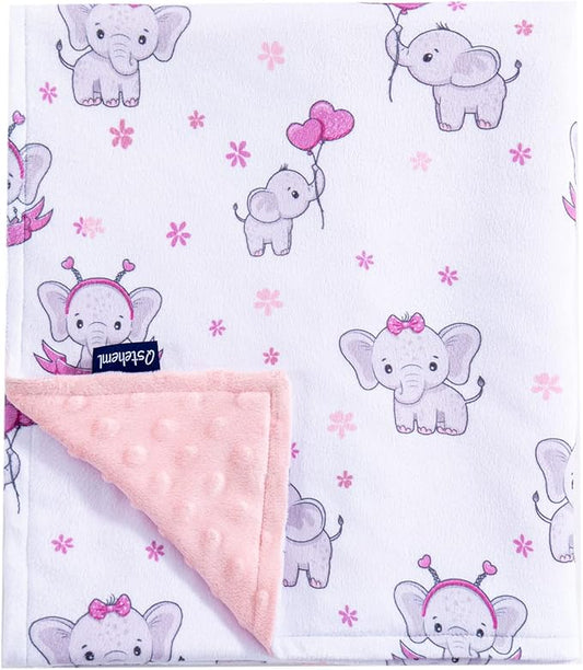 Baby Blanket for Boys Girls Super Soft Blanket,Fluffy Warm Lightweight Baby Receiving Blankets,Double Layer with Dotted Backing for Toddler Nursery (Elephant, 30 * 40inch)