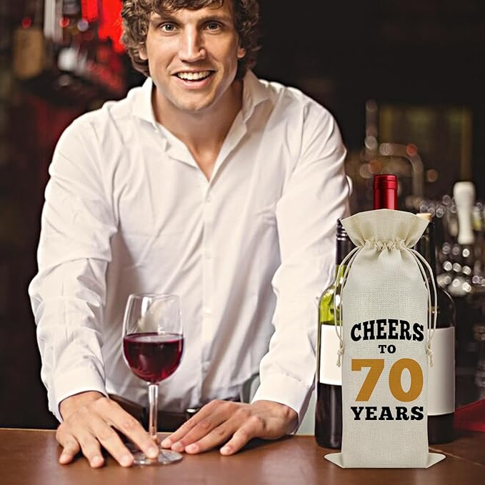 70 Years Old Birthday Gifts for Mom Wine Bag 70th Birthday Gifts for Men Cheers to 70 Years Decorations Wine Bottle Storage Bag 70th Anniversary for Couple Wine Accessories Gifts for Wine Lovers