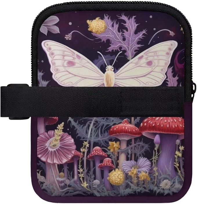 Butterfly Mushroom Gym Cup Pouch with Strap Water Bottle Storage Bag 20oz 40oz IceFlow Tumbler Pouch for Stanley Accessories