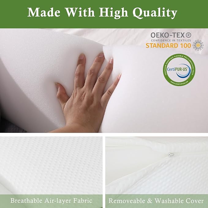 Bed Wedge Pillow for Headboard, Bed Gap Filler King of Headboard Pillow, Mattress Gap Filler Made with Triangle Pillow to Close The Gap (0-8") Between Headboard/Wall and Mattress (76"x8"x 6")