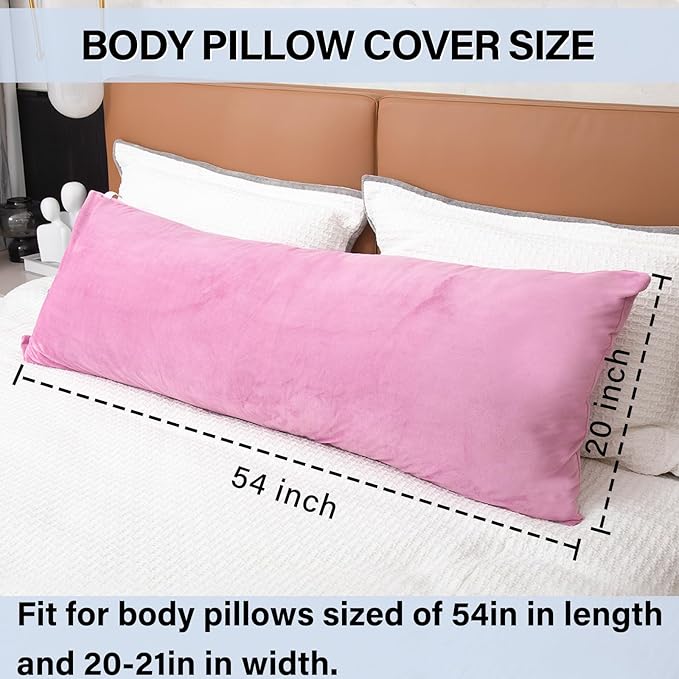 Body Pillow Cover, 20x54 Inches Body Pillow Case Cover with Zipper, Soft Fuzzy Velvet Long Pillow Pillowcase, Purple