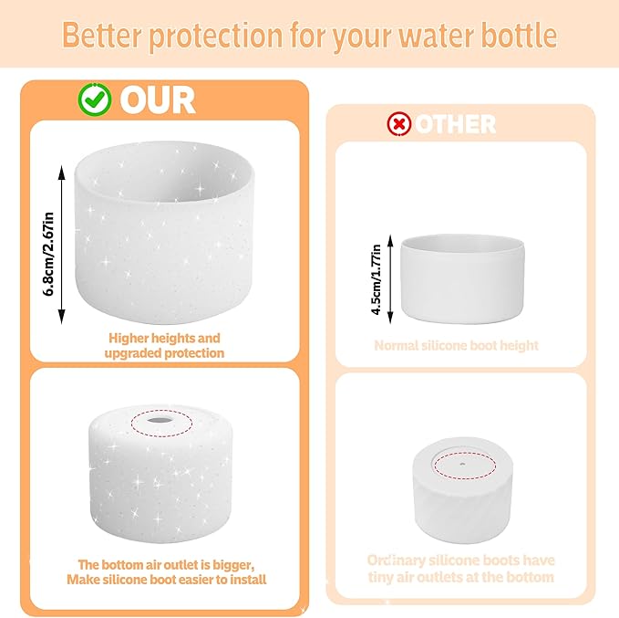 2PCS Silicone Water Bottle Boot for Owala 24oz 32oz 40oz,Anti-Slip Protective Sleeve Bottom Bumper Protector for FreeSip, Twist, and Flip Water Bottles
