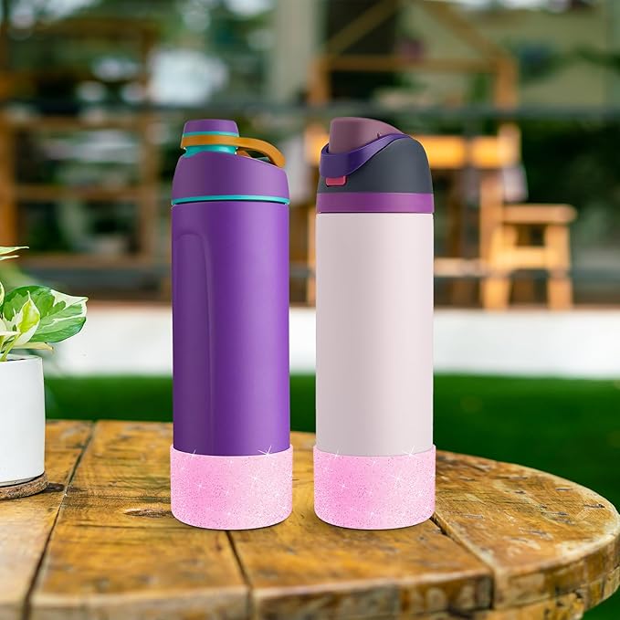 2PCS Silicone Water Bottle Boot for Owala 24oz 32oz 40oz, Anti-Slip Protective Sleeve Bottom Bumper Protector for FreeSip, Twist, and Flip Stainless Steel Water Bottles