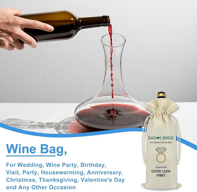 Bridal Shower Gift Best Friend Wine Bag Friendship Bride To Be Gifts Badass Bride Wedding Bachelorette Party Decorative Wine Bottle Bag Gifts for The Bride Future Mrs Newly Engaged Gift Wine Gift Bag
