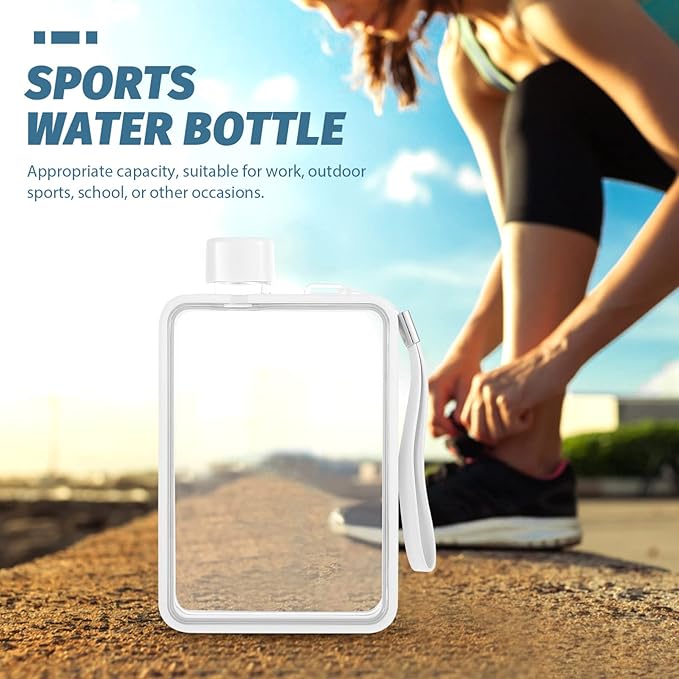 BESPORTBLE Flat Cup Travel Water Bottles Bulk Transparent Flat Bottle Water Flask Square Flat Water Bottle Drinking Clear Glass Water Bottles Water Carrier Milk Pc Fitness Clear Water White