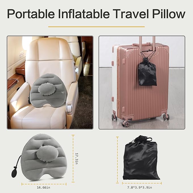 BALAPET Adjustable Inflatable Lumbar Support Pillow for Airplane Travel, Portable Back Support Cushion with Air Pump for Office Chair,Car,Lumbar Support Pillow for Reducing Lumbar Pain