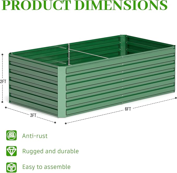 6x3x2 ft Raised Garden Bed, Large Metal Planter Raised Beds, Planters for Outdoor Plants for Vegetables, Flowers, Herbs, Fruits, and Succulents.(4 Pcs)