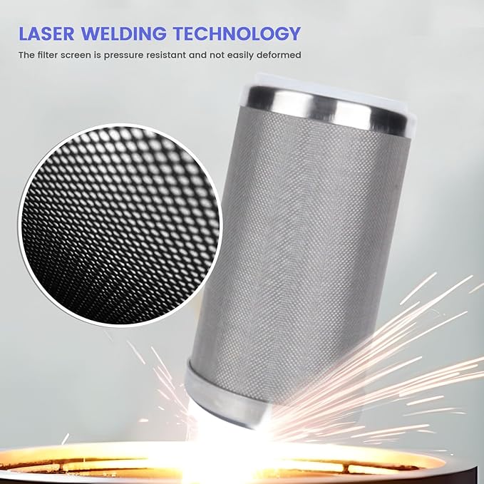 Amwater Stainless Steel Cleanable Wire Mesh Filter Cartridge 5”Length,2.5"OD(50 Micron)