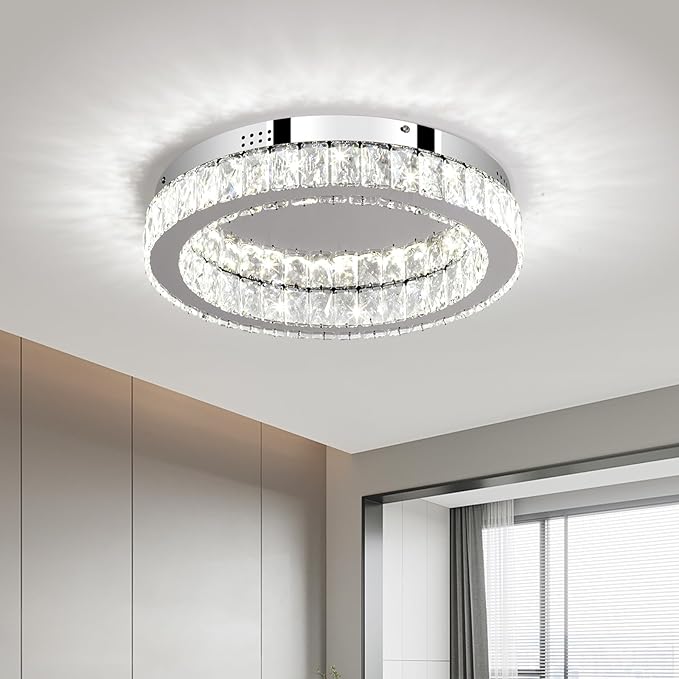 Buccleuch Modern Crystal Chandelier LED Flush Mount Pendant Lighting Mini Ceiling Light Fixture for Living Room Bedroom Hallway Staircase Bar Kitchen