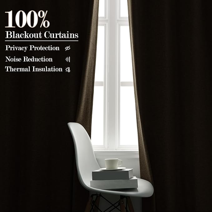 100% Blackout Linen Textured Drapes for Bedroom Pinch Pleated Curtains for Track System Portable Drapery for Sliding Glass Door/Storage/Space Room Divider, 70" Wx84 L, 1 PC, Light Khaki