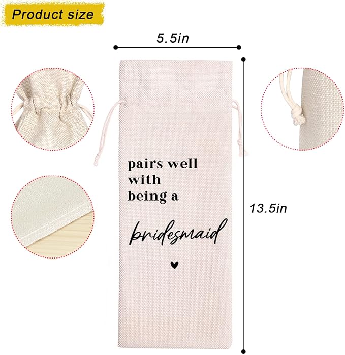 Bridesmaid Gift|Bridesmaid Proposal Gifts Wine Bag|Maid of Honor Proposal Gifts|Proposal Gifts for My Bridesmaids|Pairs Well With being a Bridesmaid(11MA17)