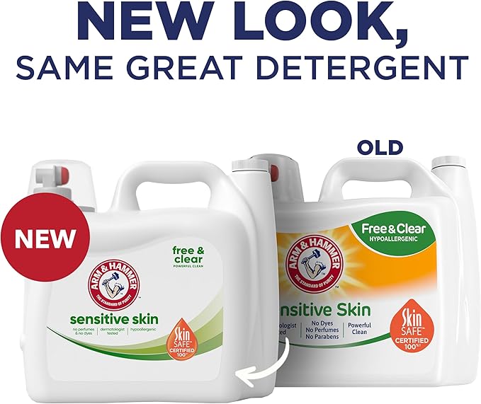 ARM & HAMMER Sensitive Skin Free Clear, 140 Loads Liquid Laundry Detergent, 140 Fl oz