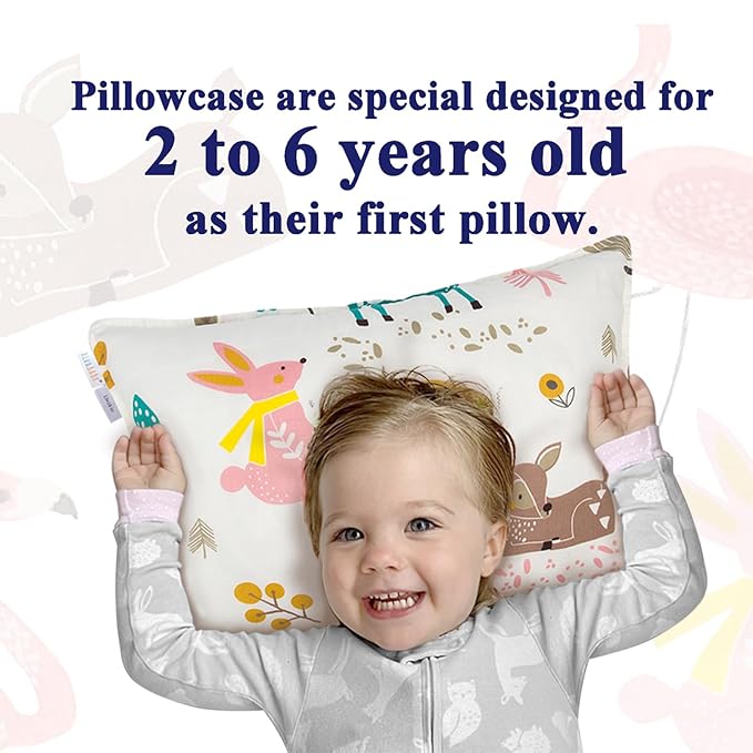 ALVABABY Toddler Pillowcases Fits 13 x 18inch,12x 16inch Kids Pillow for Sleep 2 Pack Cotton Baby Children Pillow Cover Envelope Travel Pillowcases Rabbit Flamingo 2TPW08