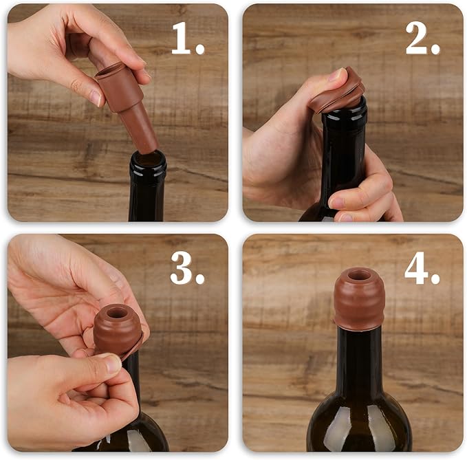 4 Pack Wine Stoppers Soft Silicone Bottle Sealer with Grip Top Reusable Beer Beverage Bottle Cover Wine Saver for Keeping Wine Champagne Fresh