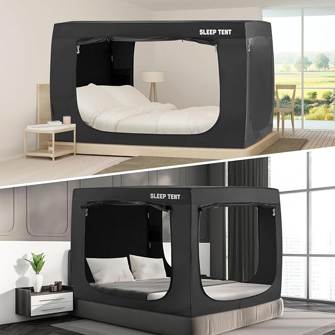 BORNA Bed Tent Bed Canopy King Size for Adult and Kids,Portable Sleeping Tents Dream Tents Indoor for Kids and Adult, Breathable Privacy Space on Bed with Three Doors (Mattress Not Included)