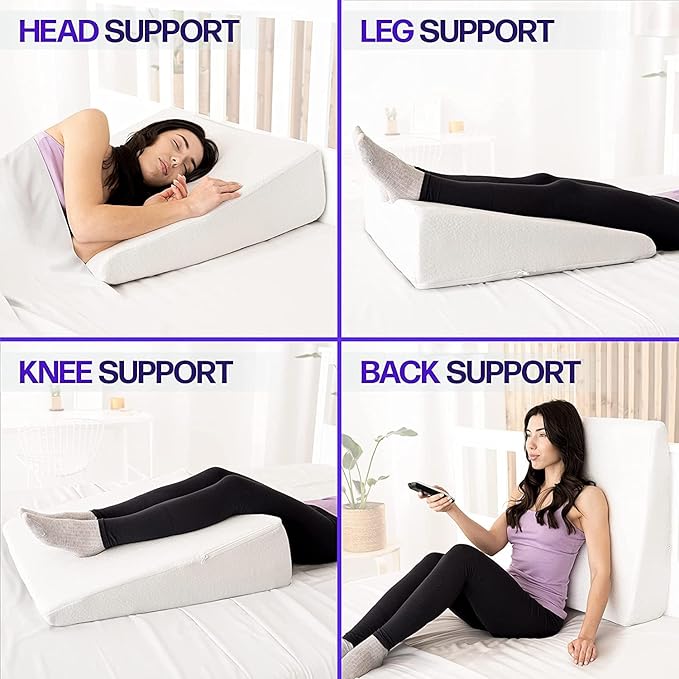 7.5" Wedge Pillow for Acid Reflux - Dr. Recommended Height, Luxurious 2" Memory Foam Pillow Wedge for Sleeping, GERD, Post Surgery, Heartburn, and Snoring - Viscose of Bamboo Cover (25" Wx26 Lx7.5 H)