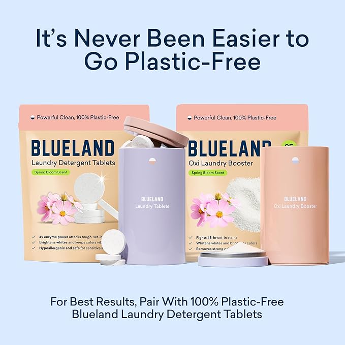 BLUELAND Oxi Laundry Booster Powder Refill 2-Pack, Clear Skies Scent, 50 Loads, 35.2 oz, Plastic-Free, Eco Friendly, Oxy Cleaner, Stain Remover