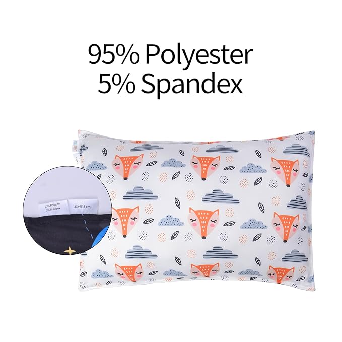 ALVABABY Stretchy Toddler Pillowcases, Fits 13 x 18,12x 16 Kids Pillow, 2 Pack Stretchy Soft Baby Pillow Cover Envelope Kids Pillowcases for Boys Girls 2TPE15